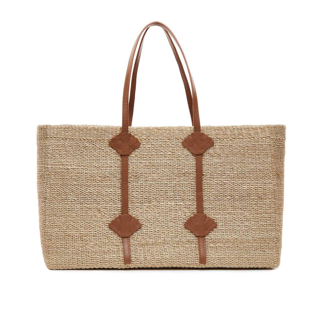 Poolside Straw Bag with Leather Strap authentic