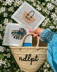 Canvas needlepoint kit with miniature Beach Tote design for DIY bag charm