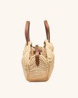 Side view of Poolside Bags Raffia Shell Beach Tote Bag - The Sanibel Tote