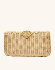 Rattan clutch with gold seashell clasp and chain strap – The Classica Clutch