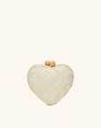 Heart-shaped straw clutch woven with lurex – The Di Mezzo Clutch