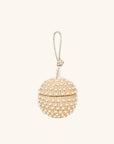 Pearl-embroidered straw wristlet – The Disco Ball