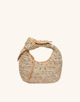 Raffia hobo bag with rhinestone embroidery and zip closure – The Josie Knot Bag