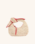Crocheted raffia knot handle bag with leather trim – The Josie Knot Bag