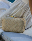 Straw clutch woven with lurex – The Love Heart Clutch