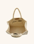 Interior of The Teddy Tote sherpa tote bag with pockets