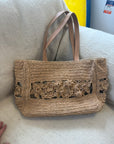 SALE - Floral Raffia Tote