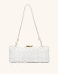 The Nantucket Clutch - White Rattan Clutch With Leather Strap