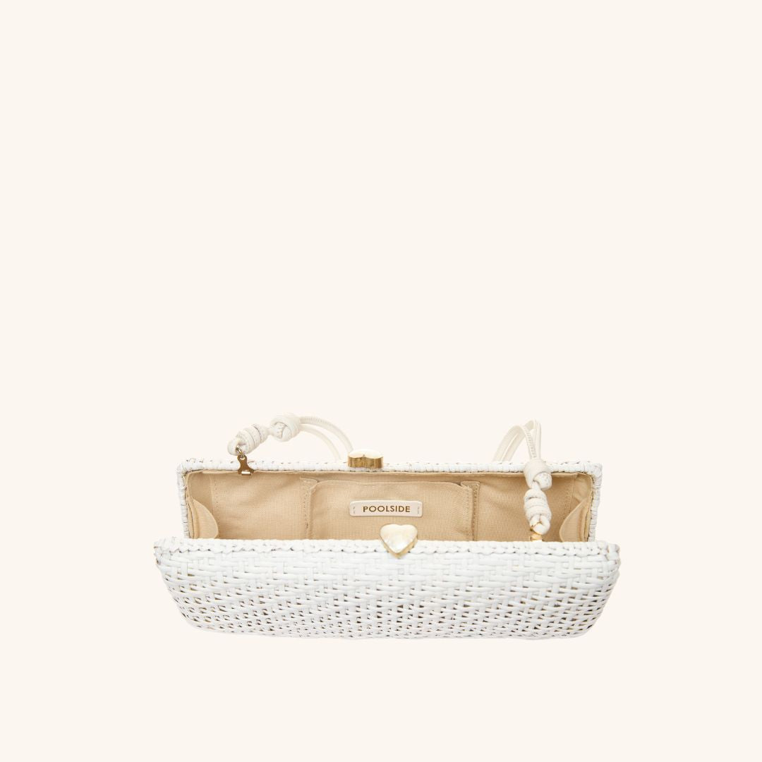 The Nantucket Clutch - White Rattan Clutch - Interior Detail