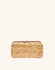 The bottom view of The Box Bag Vanity Case with red leather top