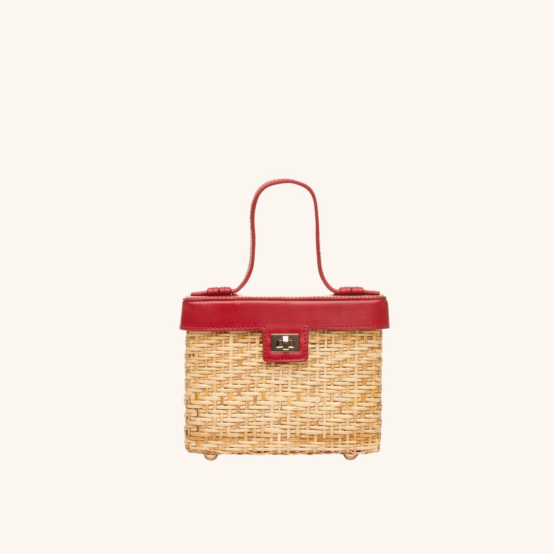 The Box Bag Vanity Case with red leather top