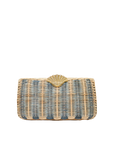 Poolside Bags Striped Rattan Clutch With Shell Clasp
