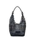 Open weave straw hobo bag