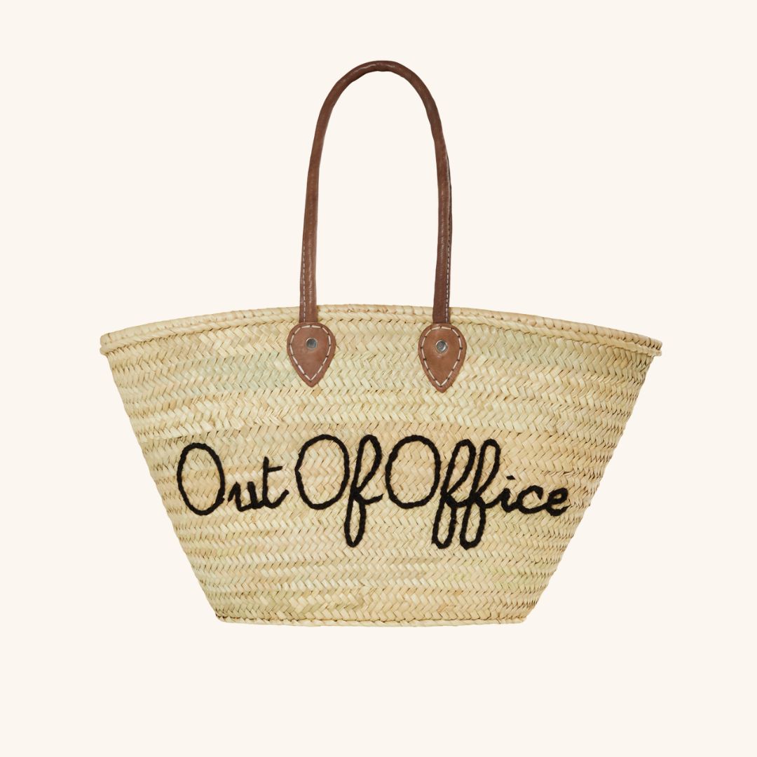 Personalized straw beach tote with long handles - Poolside Bags