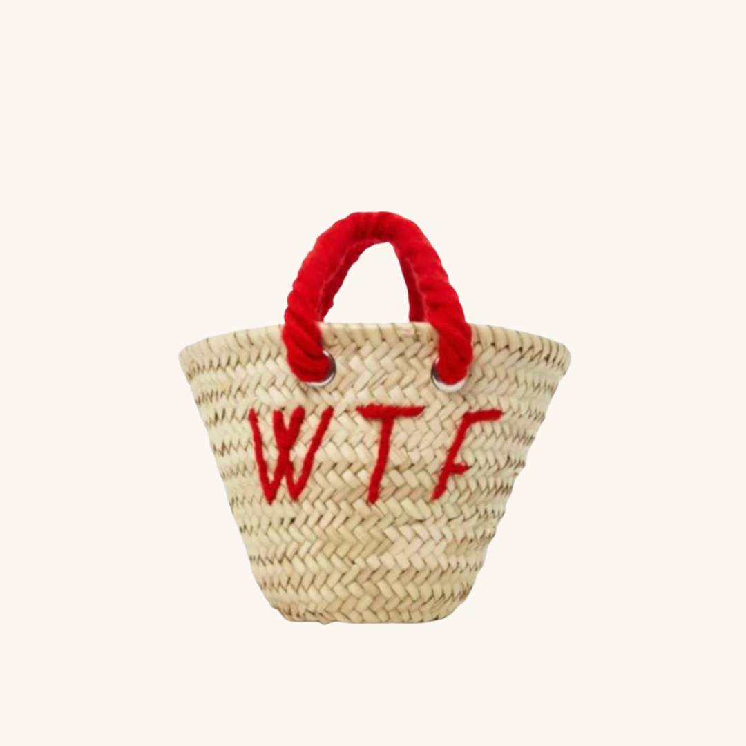 Small straw tote bag with custom embroidery – L’Petite Custom