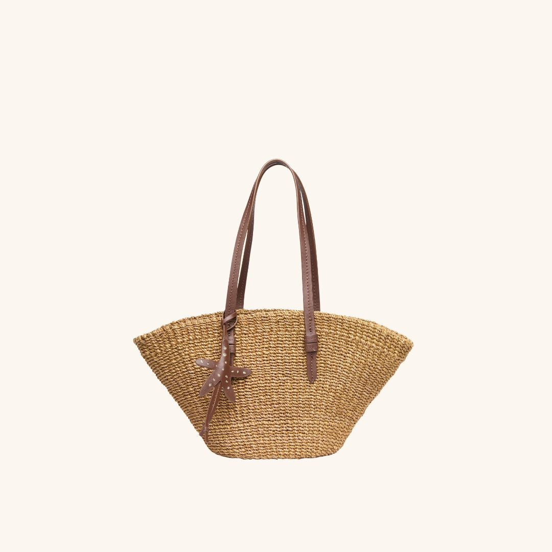 The East West Mini Tote | Mini Woven Tote Bag with Leather Straps