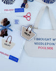 Needlepoint Canvas Design Featuring A Beach Tote Bag