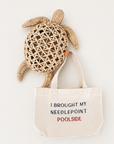 Beginner-friendly needlepoint kit with tote bag charm design