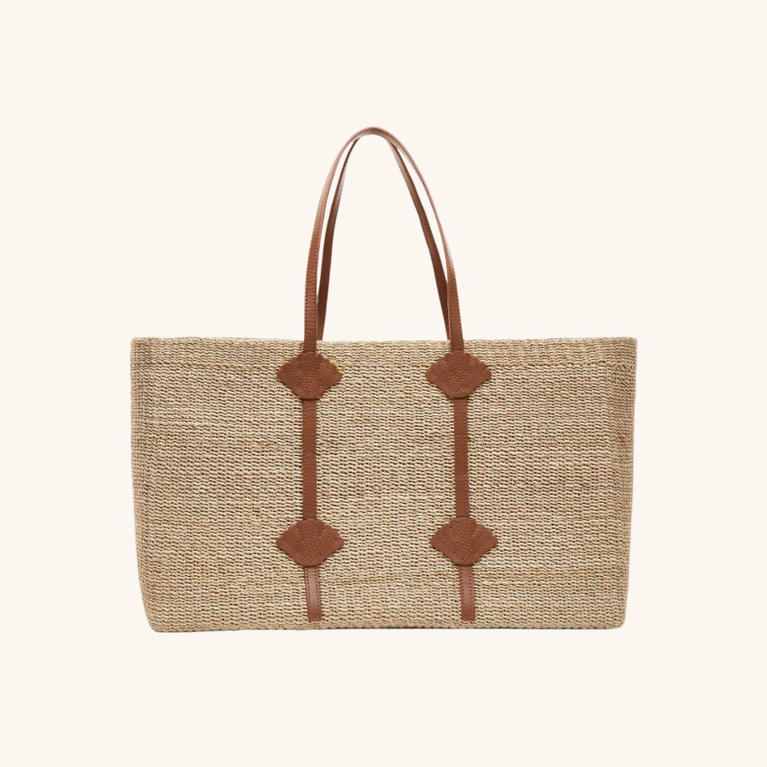 Straw tote with leather shoulder straps – St. Tropez Tote