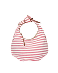 Red and white striped canvas tote bag with leather trim - Josie Knot Bag - Poolside Bags