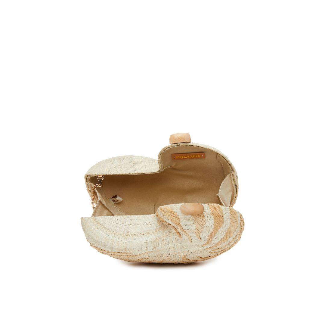 Interior of embroidered nautilus shell clutch - The Anna Clutch