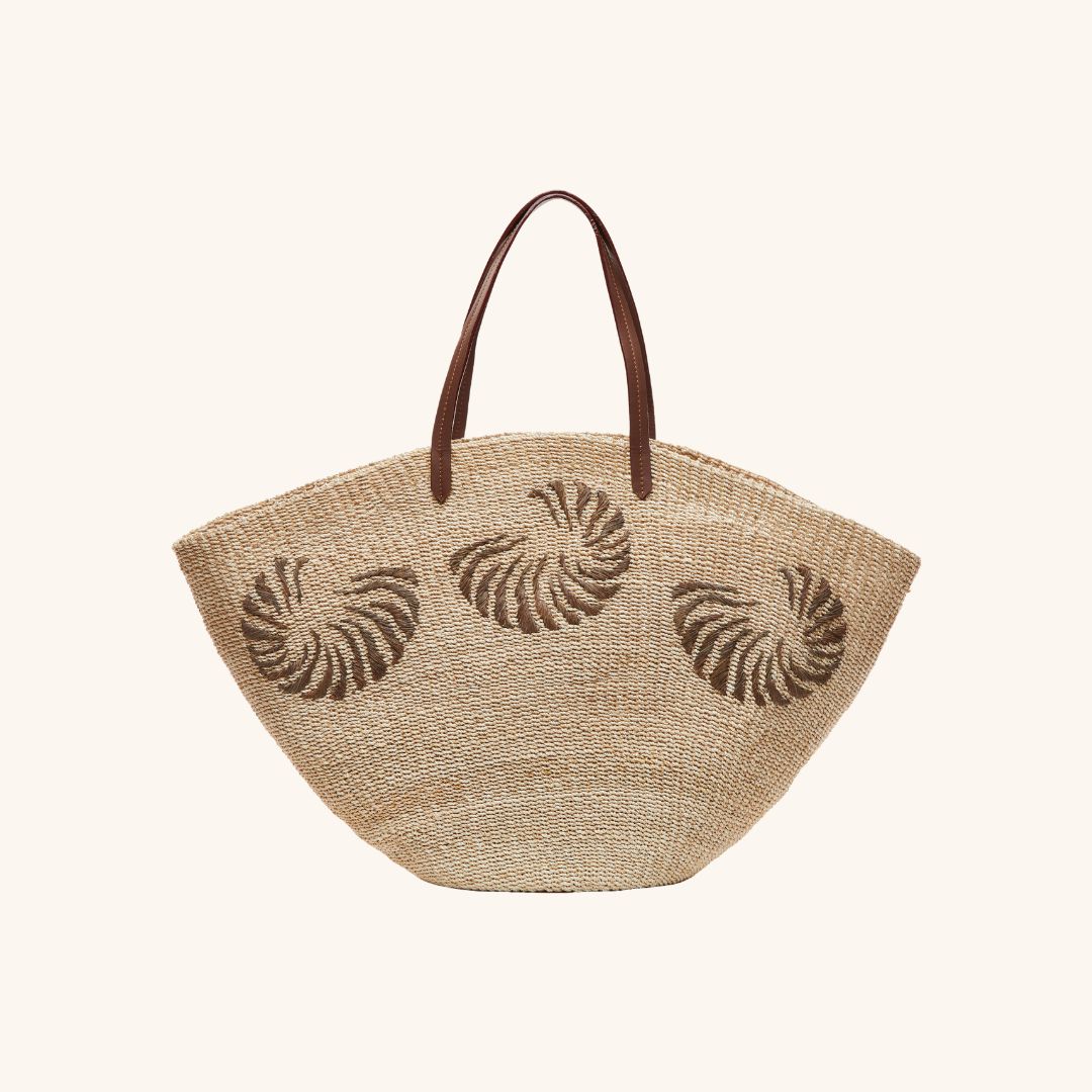 Woven straw tote with leather straps – The Anna Tote