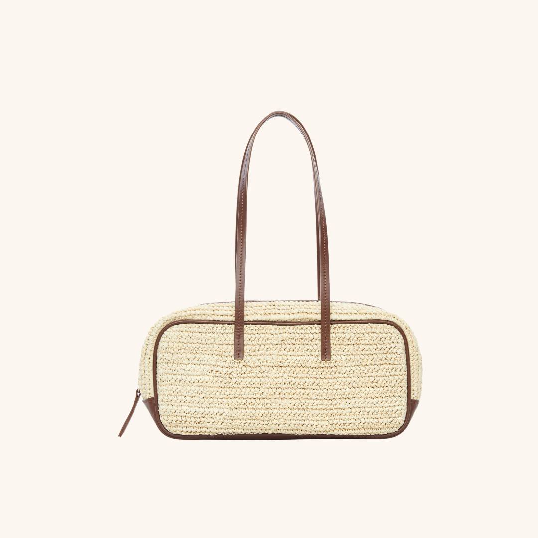 Raffia bowler bag with leather trim – The Bowler Bag