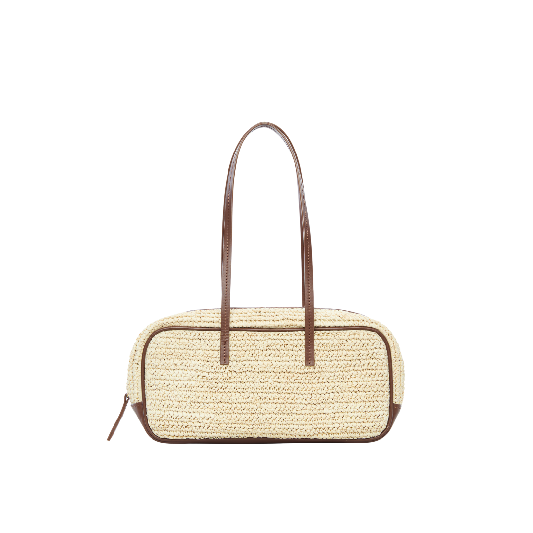 Woven raffia bowler bag with leather trim – The Bowler Bag