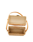 Interior of The Box Bag - vintage-inspired straw box bag with leather shoulder strap