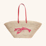 Raffia lobster embroidered tote with leather handles – The Cape Tote