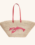 Raffia lobster embroidered tote with leather handles – The Cape Tote
