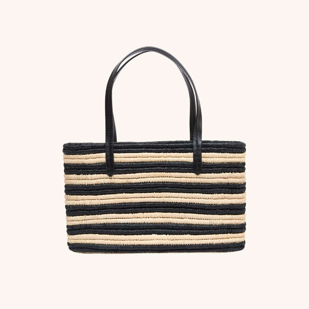 Crocheted raffia tote with leather top handles – The Capri Tote