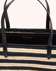 Interior of The Capri Tote - crocheted raffia tote with leather top handles 