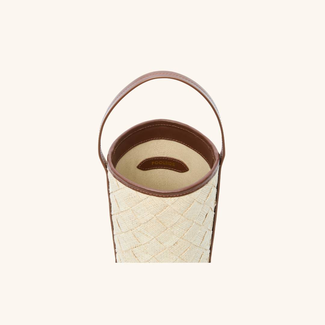 Interior view of cylinder bag with leather trim – The Cylinder