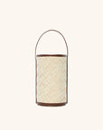 Woven straw cylinder bag with leather trim – The Cylinder