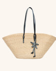 Woven straw east west tote with leather straps – The East West Charm Tote