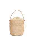 Interior drawstring lining of The Egypt Beach Tote woven straw beach tote