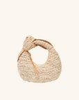 Crocheted raffia knot handle bag with leather trim – The Josie Knot Bag
