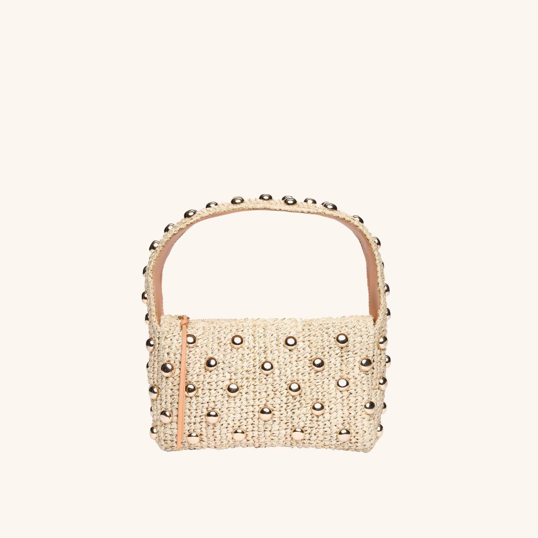 Artisan made top handle bag with gold stud – The Lachlan