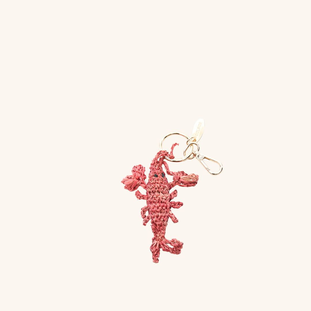 Hand-crocheted raffia lobster bag charm with goldtone hardware – The Lobster Bag Charm