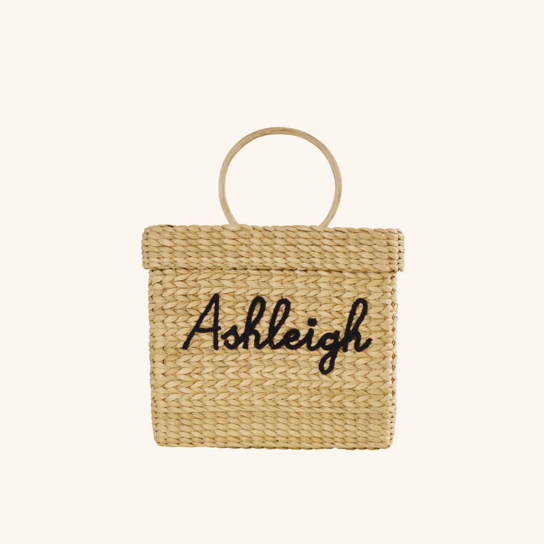 Handwoven structured straw tote with rounded top handles – The Lori