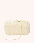 The Love Heart Clutch worn with optional chain strap