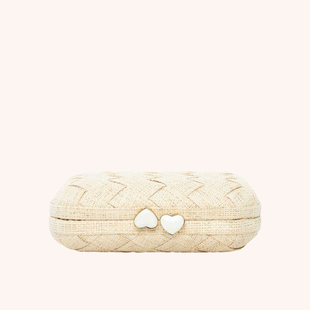 Heart-shaped shell clasp on The Love Heart Clutch