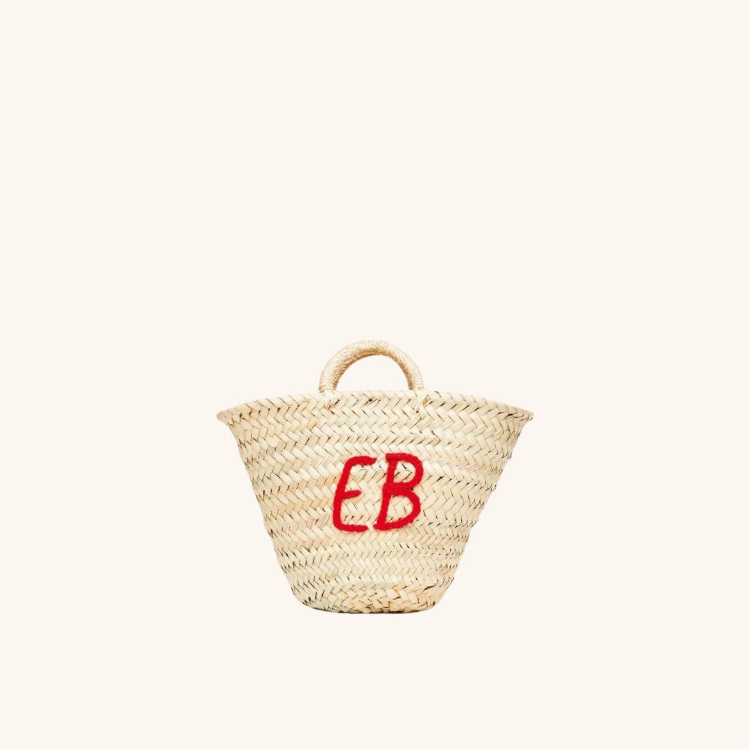 Personalized straw basket with custom embroidery – The Monogram Basket