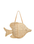 Rattan fish-shaped tote with leather shoulder strap – The Paros Tote