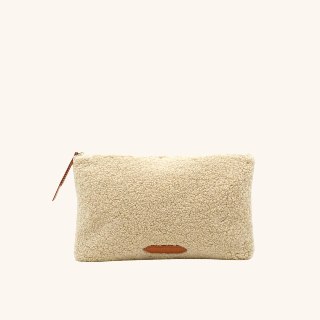 Sherpa fleece zip clutch pouch – The Teddy Clutch