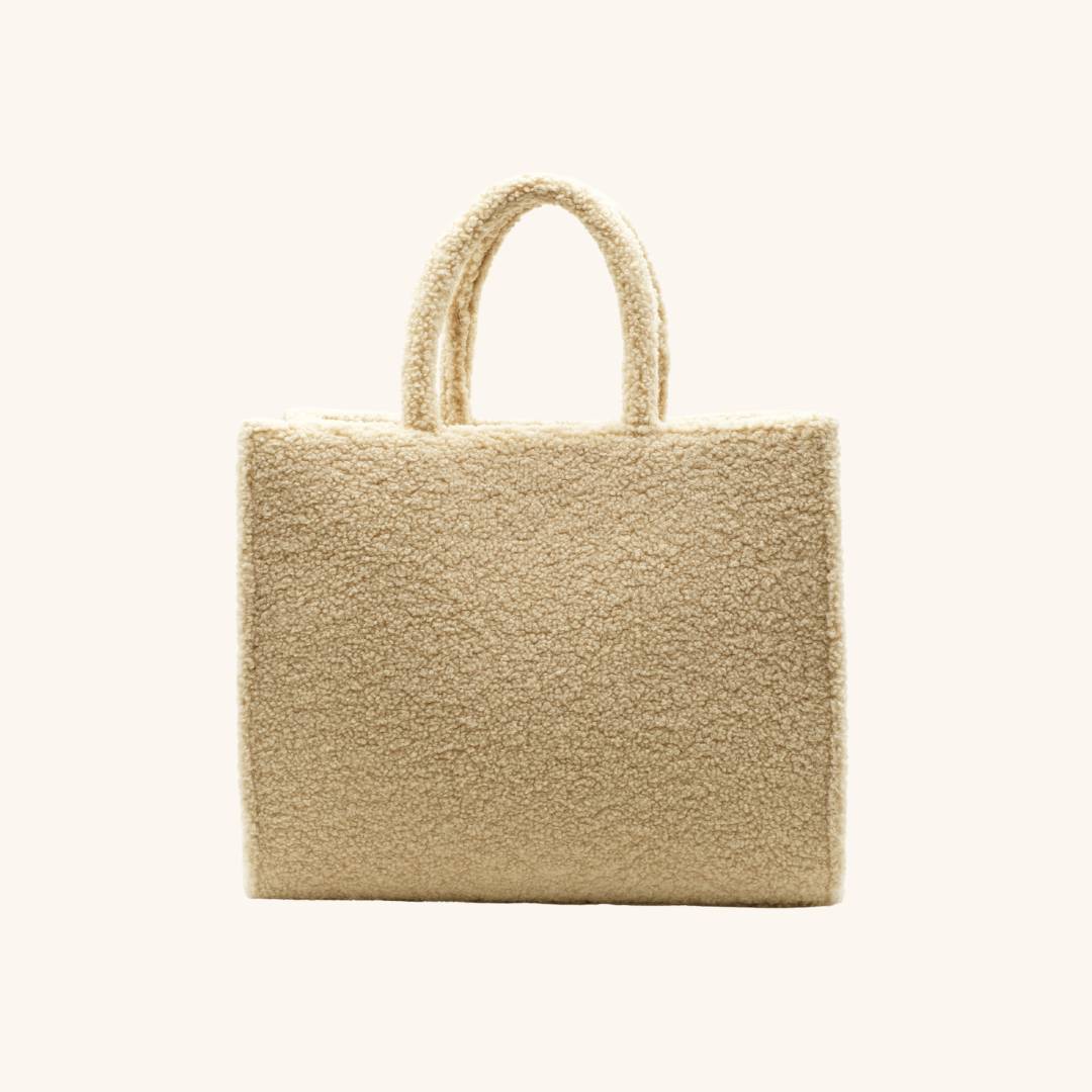Back view of The Teddy Tote sherpa tote bag