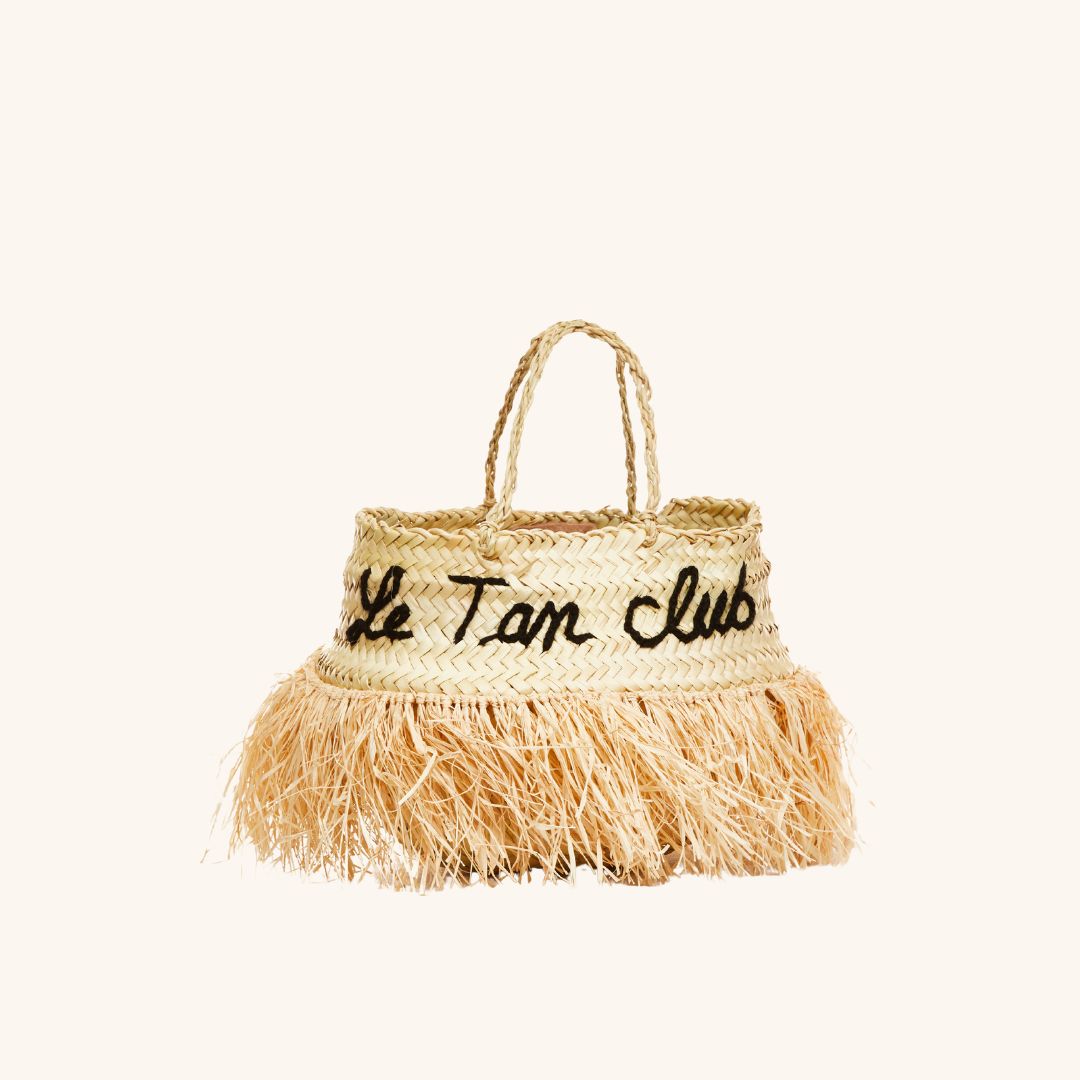 Straw beach basket bag with tropical fringe – The Tropical Fringe Basket