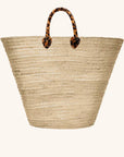 XXL straw beach tote with leopard handle