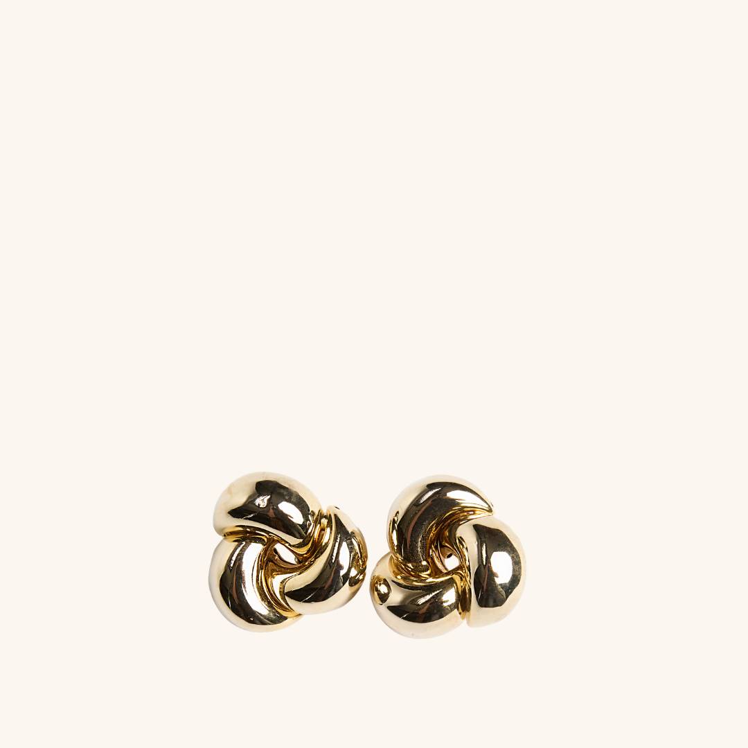 One-of-a-kind vintage clip-on knot earrings in gold — perfect gift or everyday wear